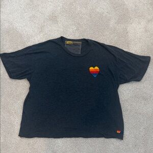 Aviator Nation Charcoal Tee with Colorful Heart